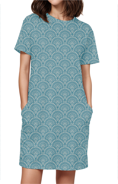 BLUE MANDALA premium pure cotton t-shirt dress for HER