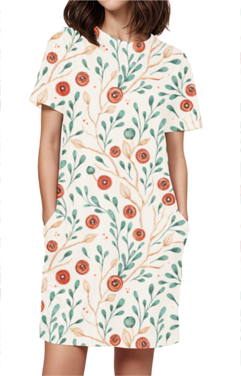 PAINTED FLOWERS premium pure cotton t-shirt dress for HER