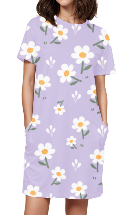 PURPLE DAISY premium pure cotton t-shirt dress for HER