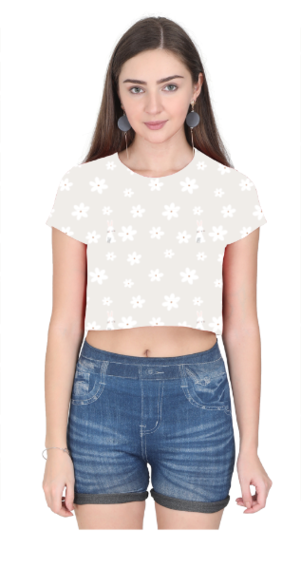 WHITE FLOWERS premium crop top