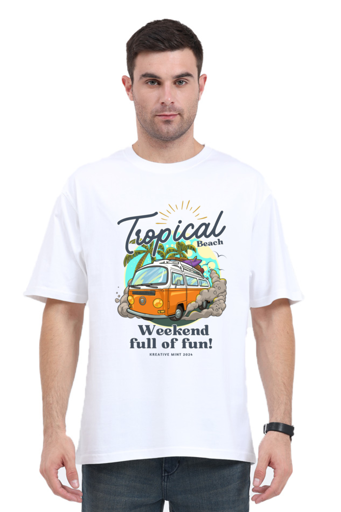 TROPICAL classic oversized UNISEX premium pure cotton T-shirt