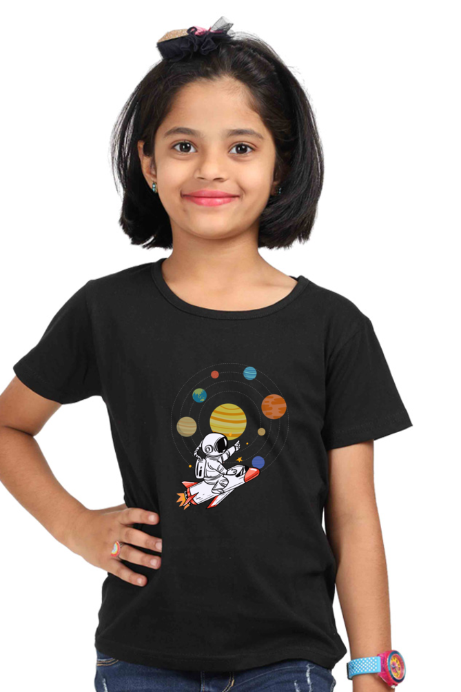 SPACE PLANETS premium pure cotton girl T-shirt