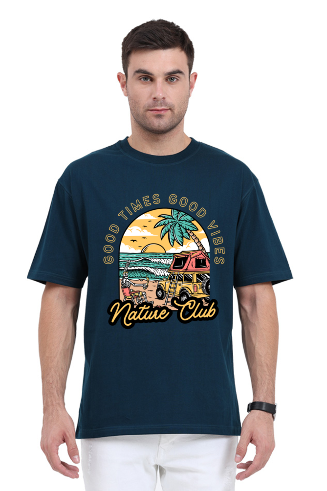 NATURE CLUB classic oversized UNISEX premium pure cotton T-shirt
