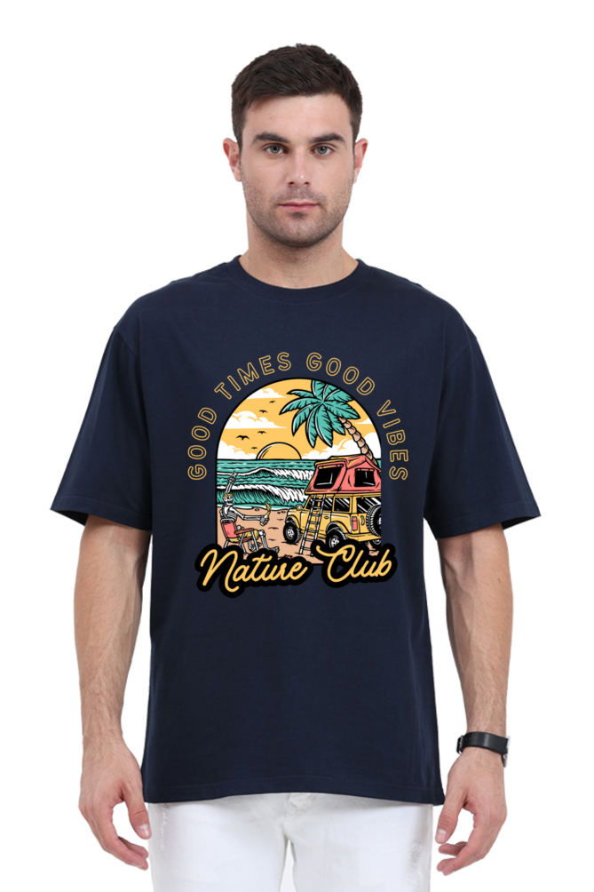 NATURE CLUB classic oversized UNISEX premium pure cotton T-shirt