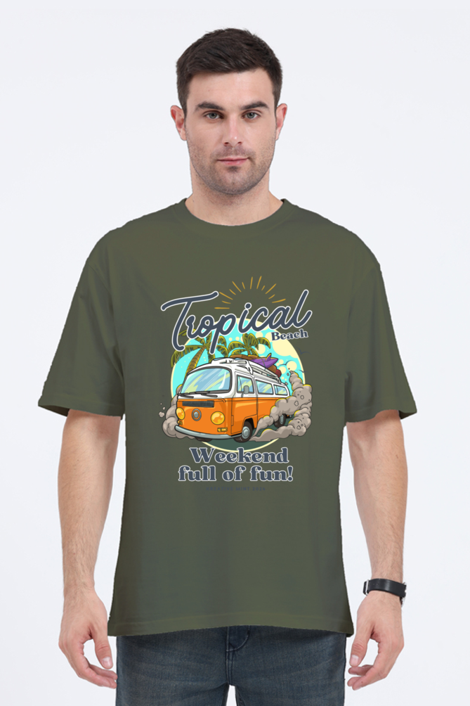 TROPICAL classic oversized UNISEX premium pure cotton T-shirt