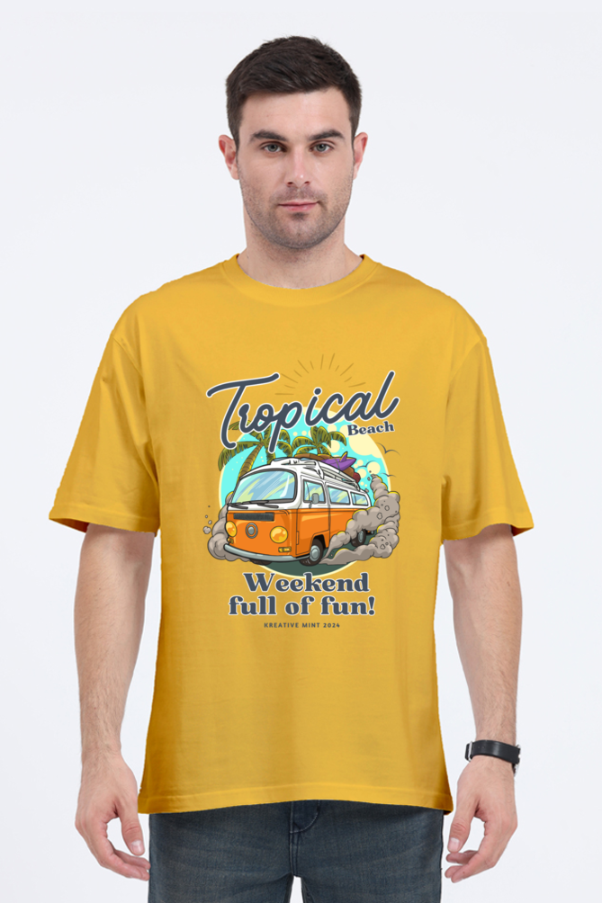 TROPICAL classic oversized UNISEX premium pure cotton T-shirt