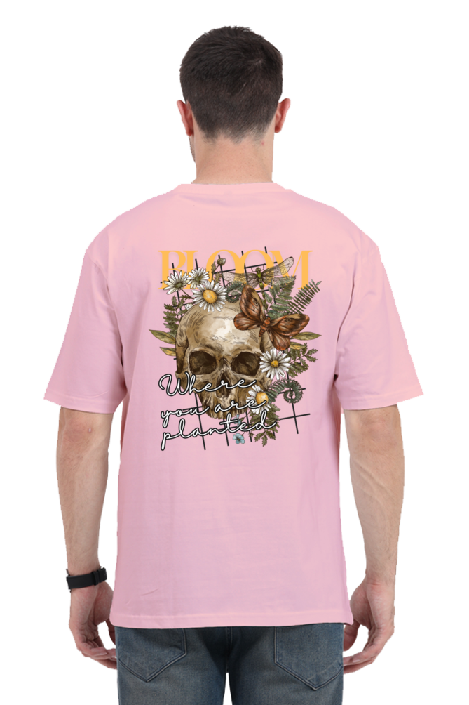 BLOOM SKULL classic oversized UNISEX premium pure cotton T-shirt