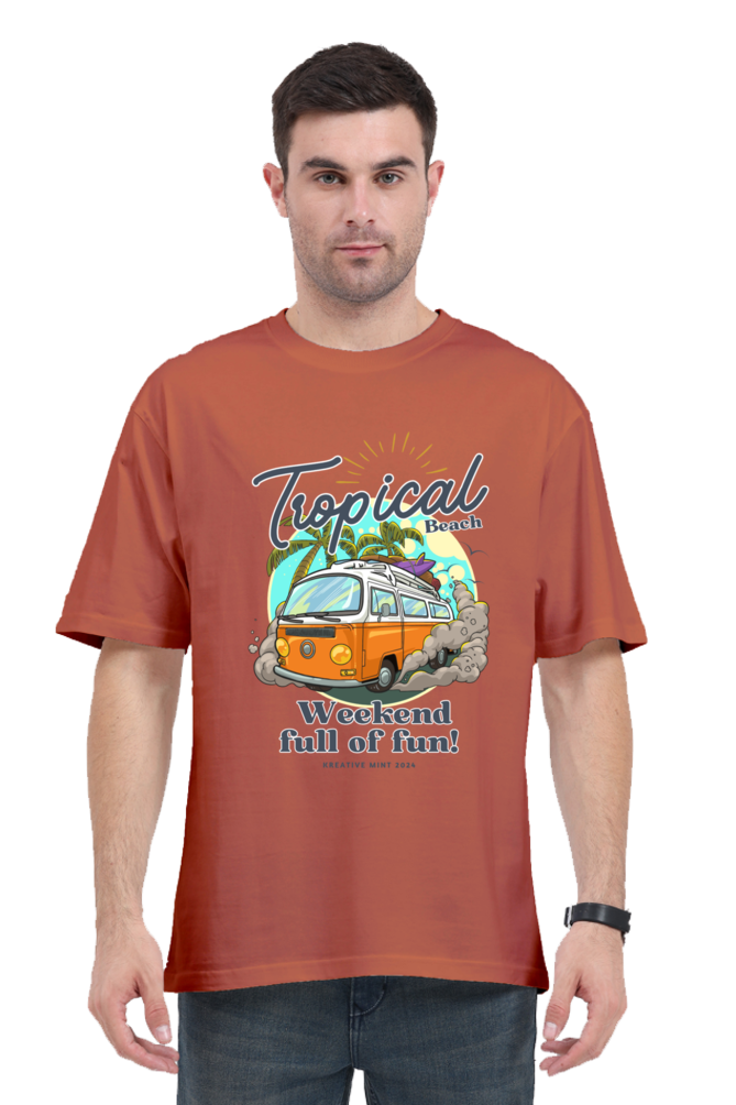 TROPICAL classic oversized UNISEX premium pure cotton T-shirt