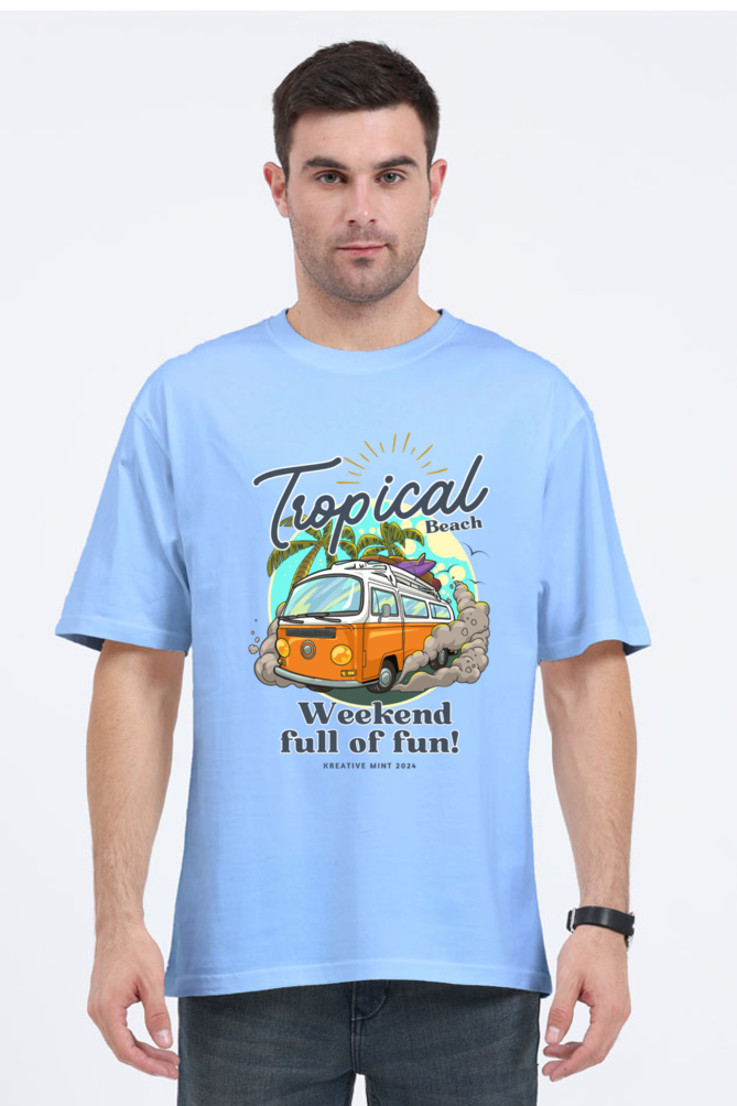 TROPICAL classic oversized UNISEX premium pure cotton T-shirt