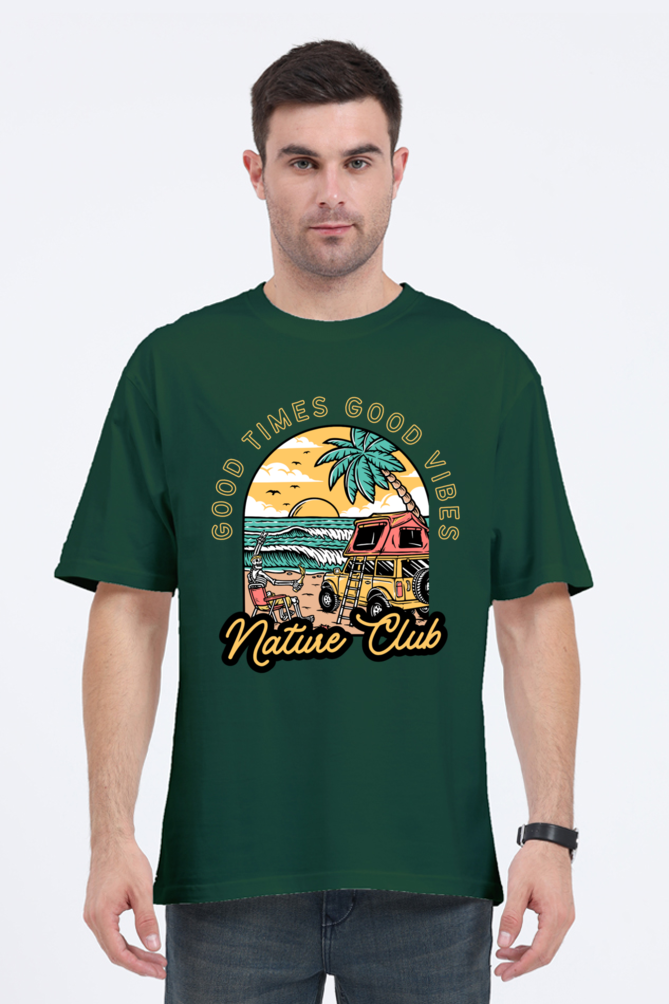 NATURE CLUB classic oversized UNISEX premium pure cotton T-shirt