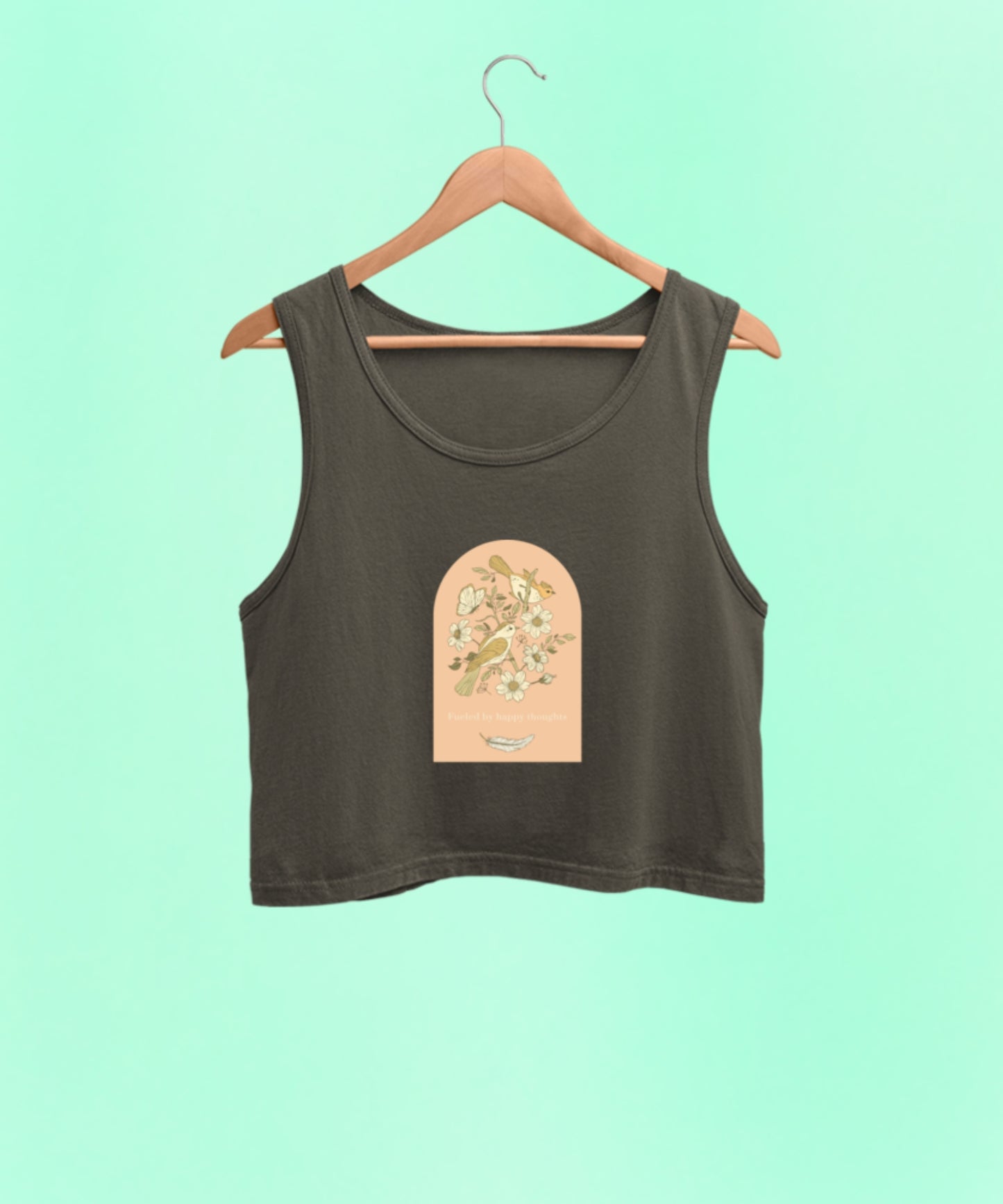 HAPPY THOUGHTS premium pure cotton crop tank top