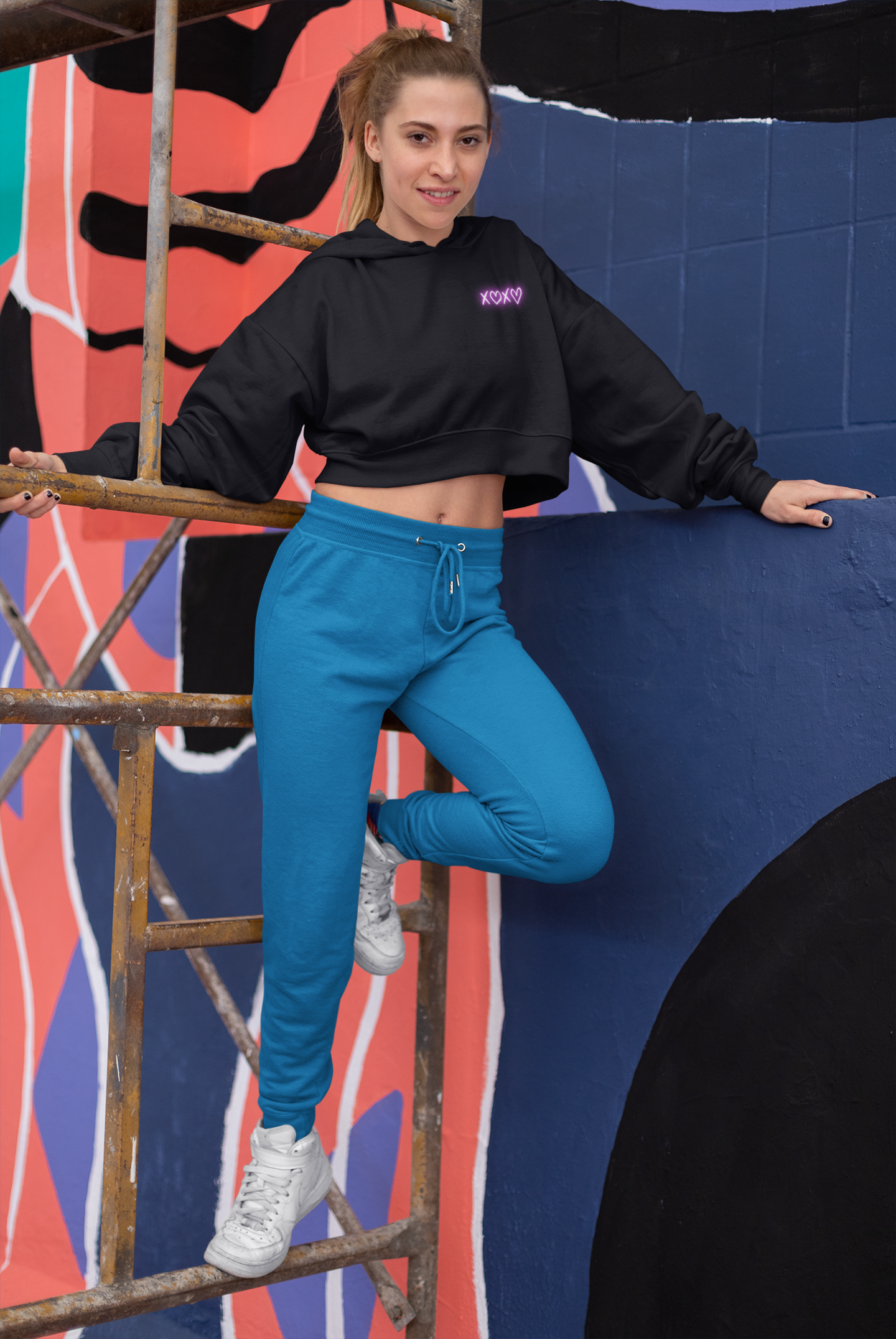 XOXO premium pure cotton CROP HOODIE for women