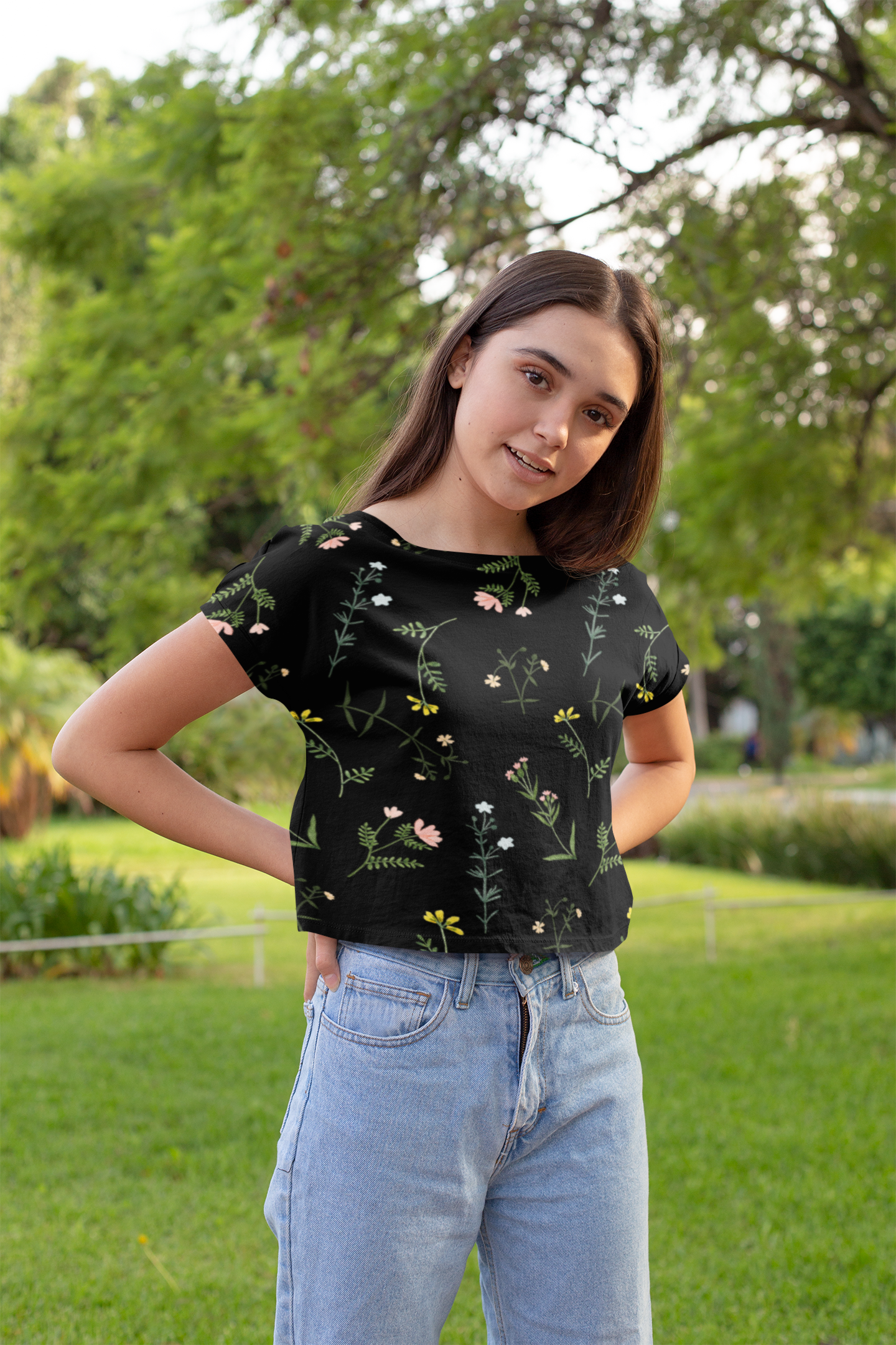 BLACK FLOWER premium crop top