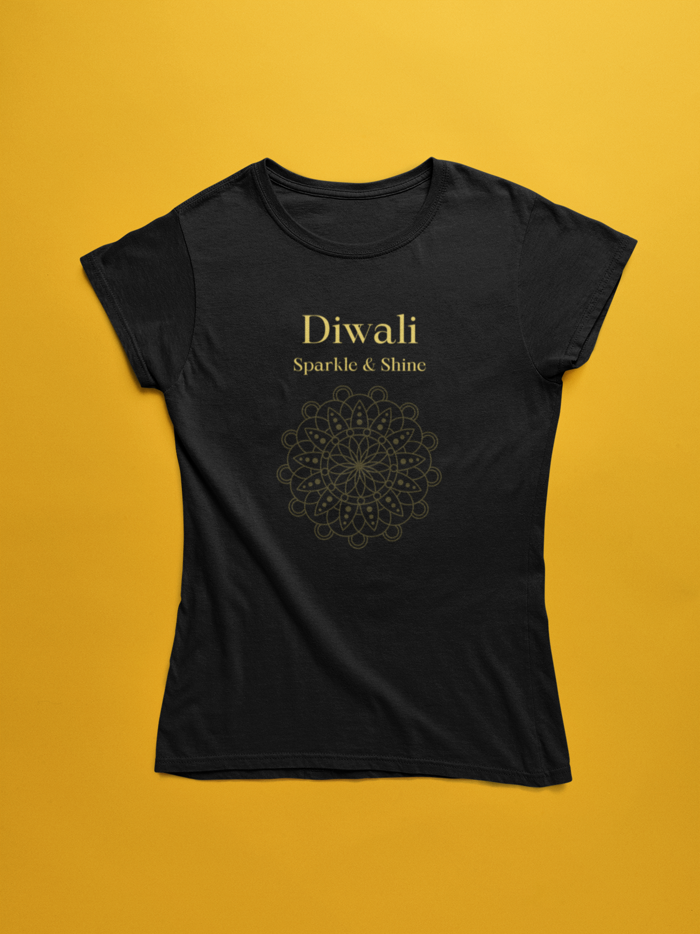 Diwali premium black pure cotton T-shirt for women