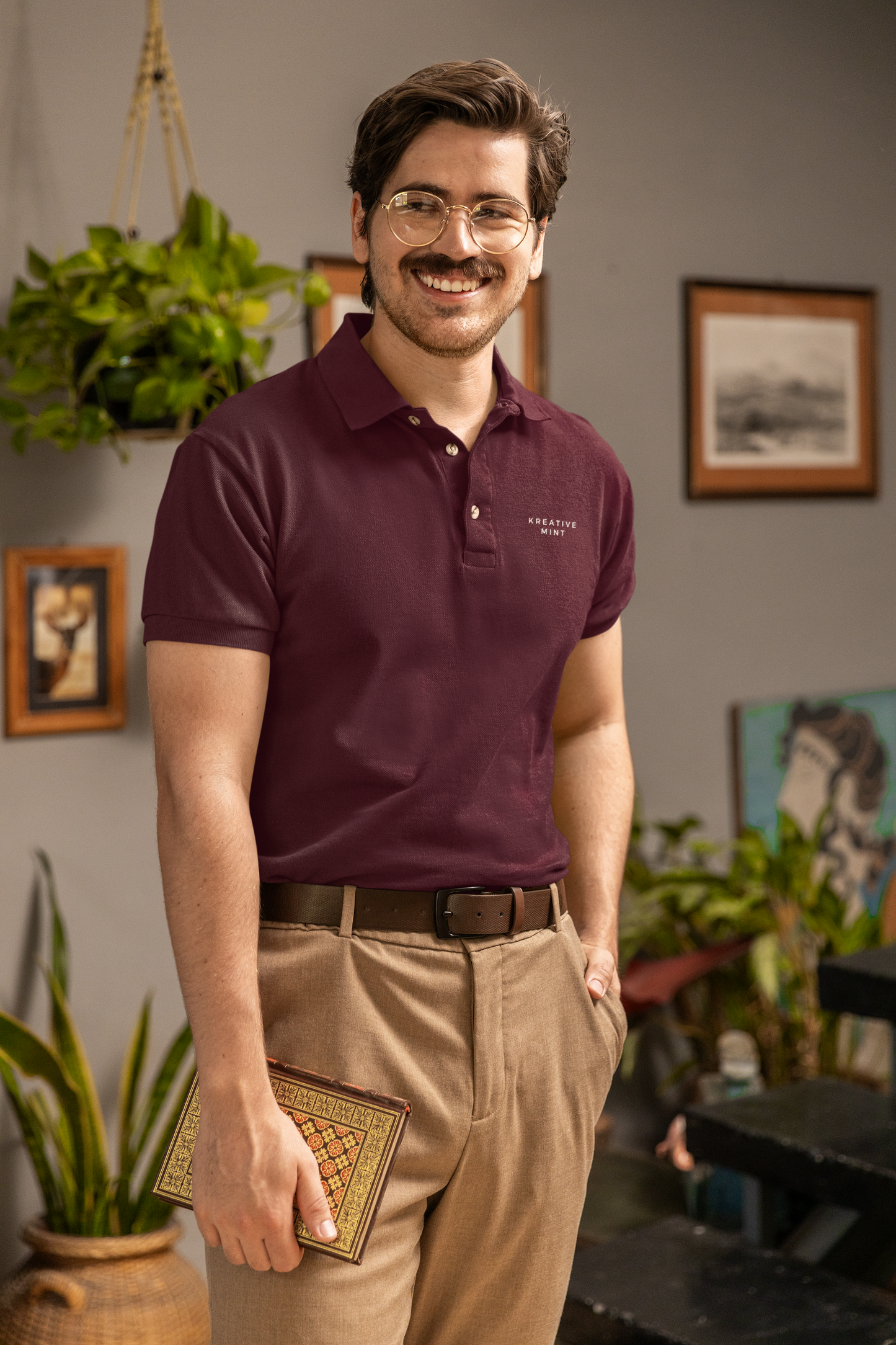 DARK KM SOLID premium pure cotton POLO T-shirt