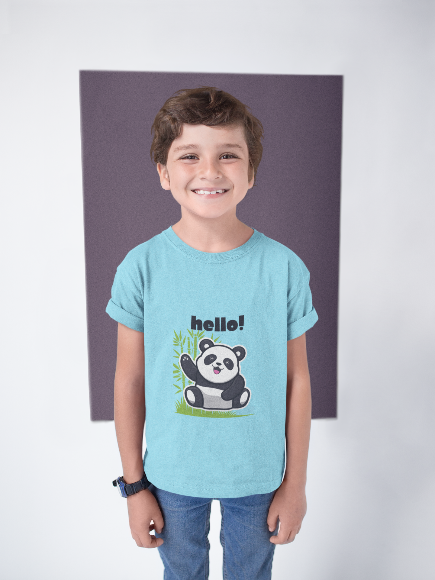 HELLO PANDA premium pure cotton boy T-shirt