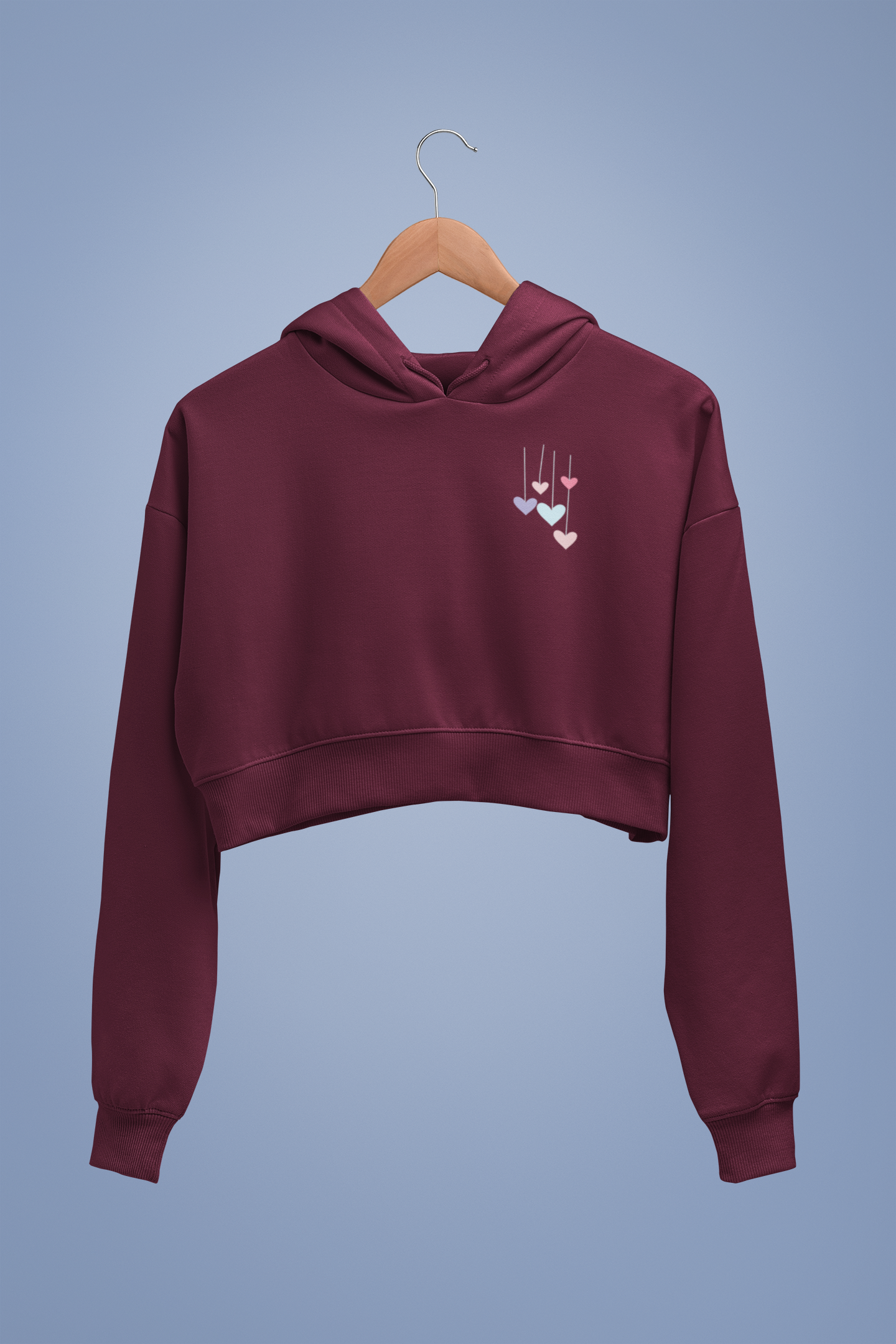 HEARTS premium pure cotton CROP HOODIE for women