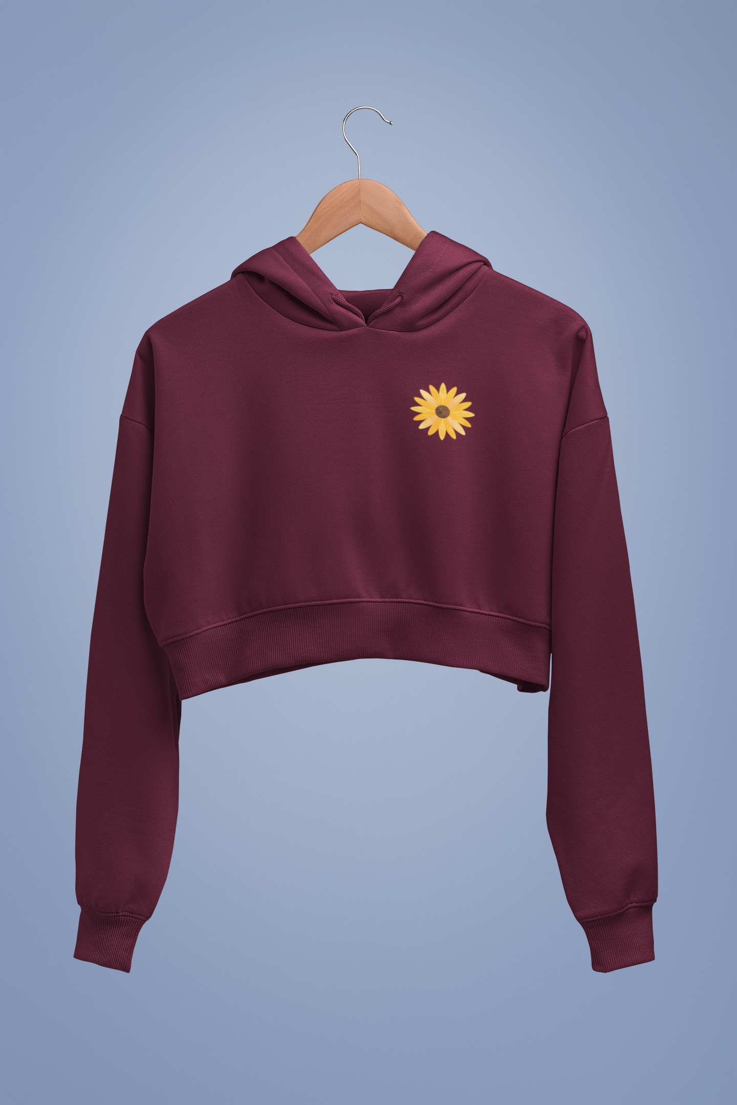 FLOWER premium pure cotton CROP HOODIE for women