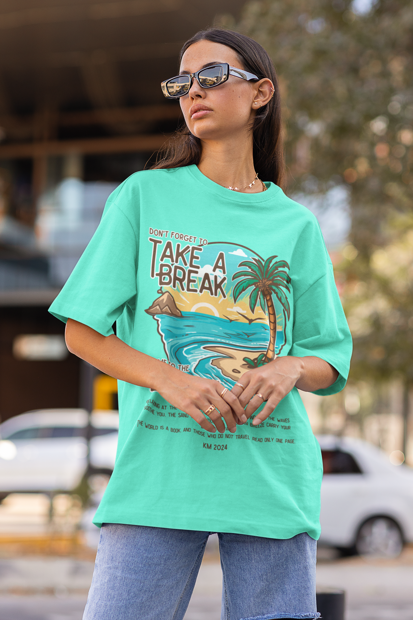 TAKE A BREAK classic oversized UNISEX premium pure cotton T-shirt