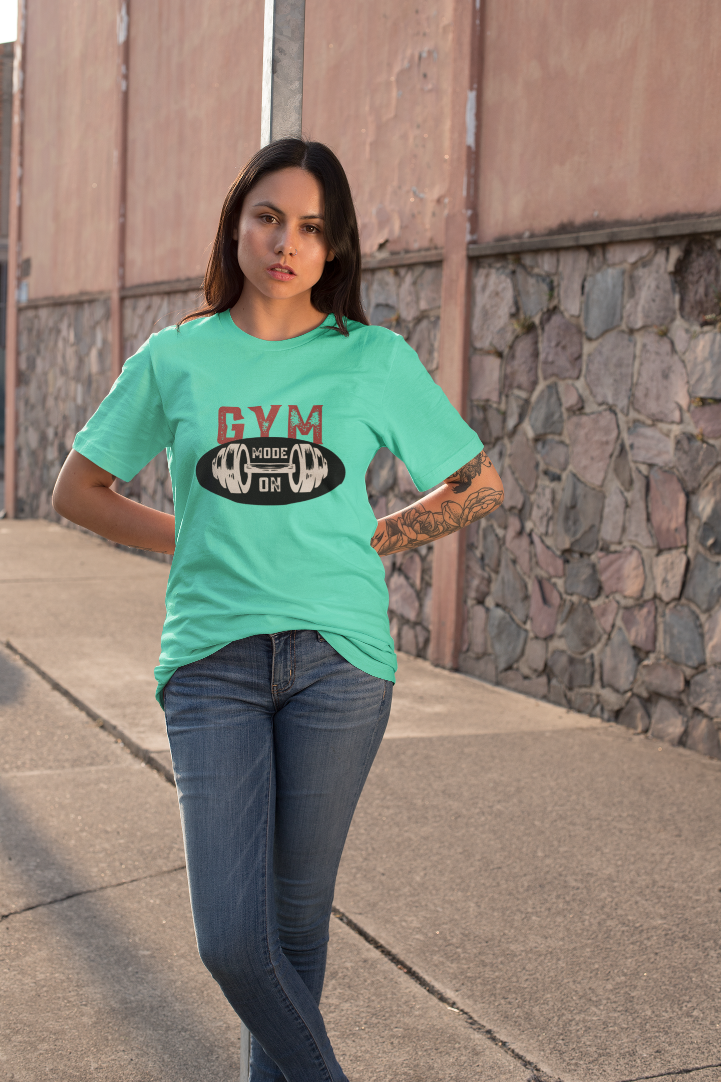 GYM MODE ON classic oversized UNISEX premium pure cotton T-shirt