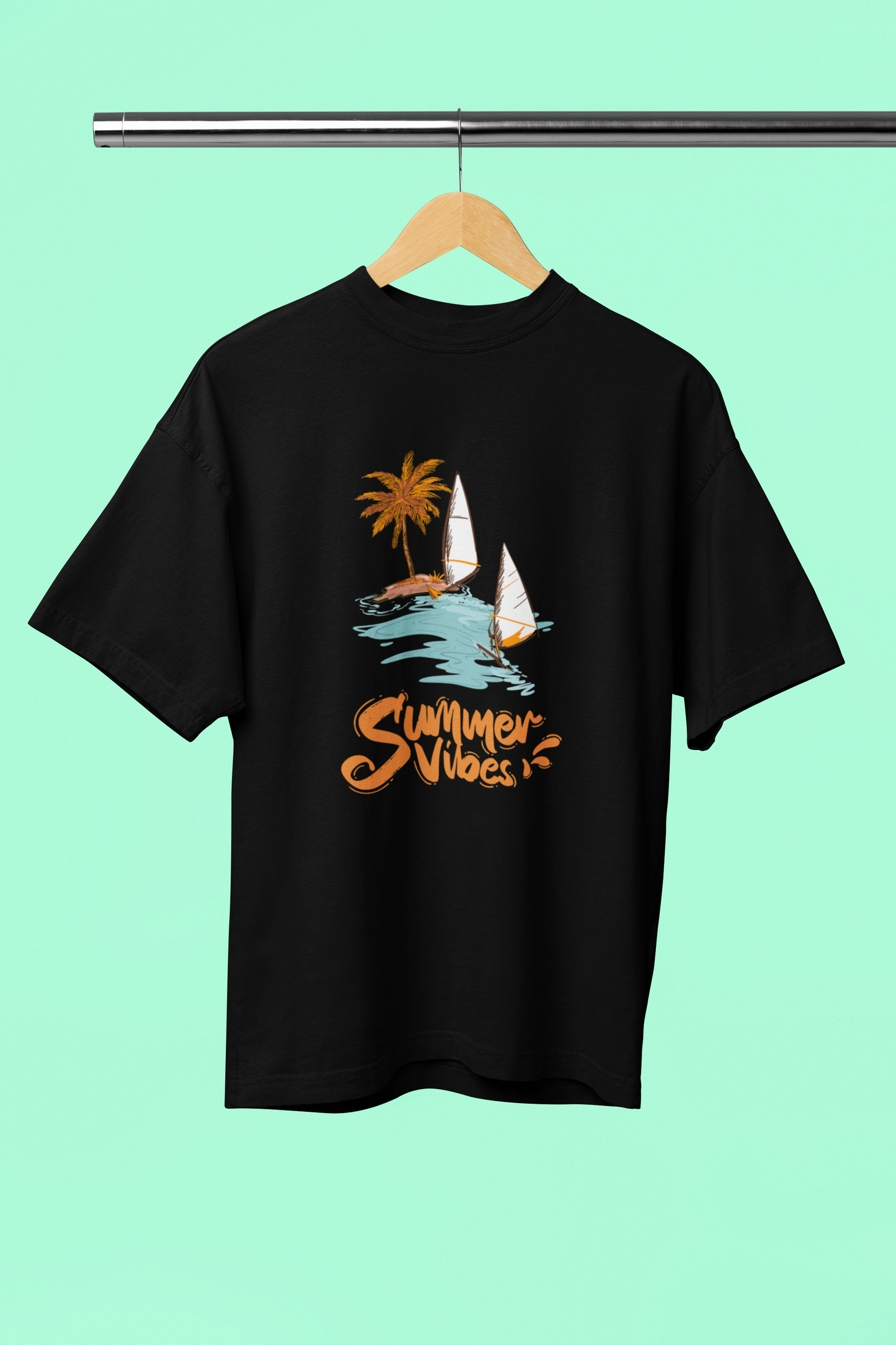 SUMMER VIBES standard oversized UNISEX premium pure cotton T-shirt