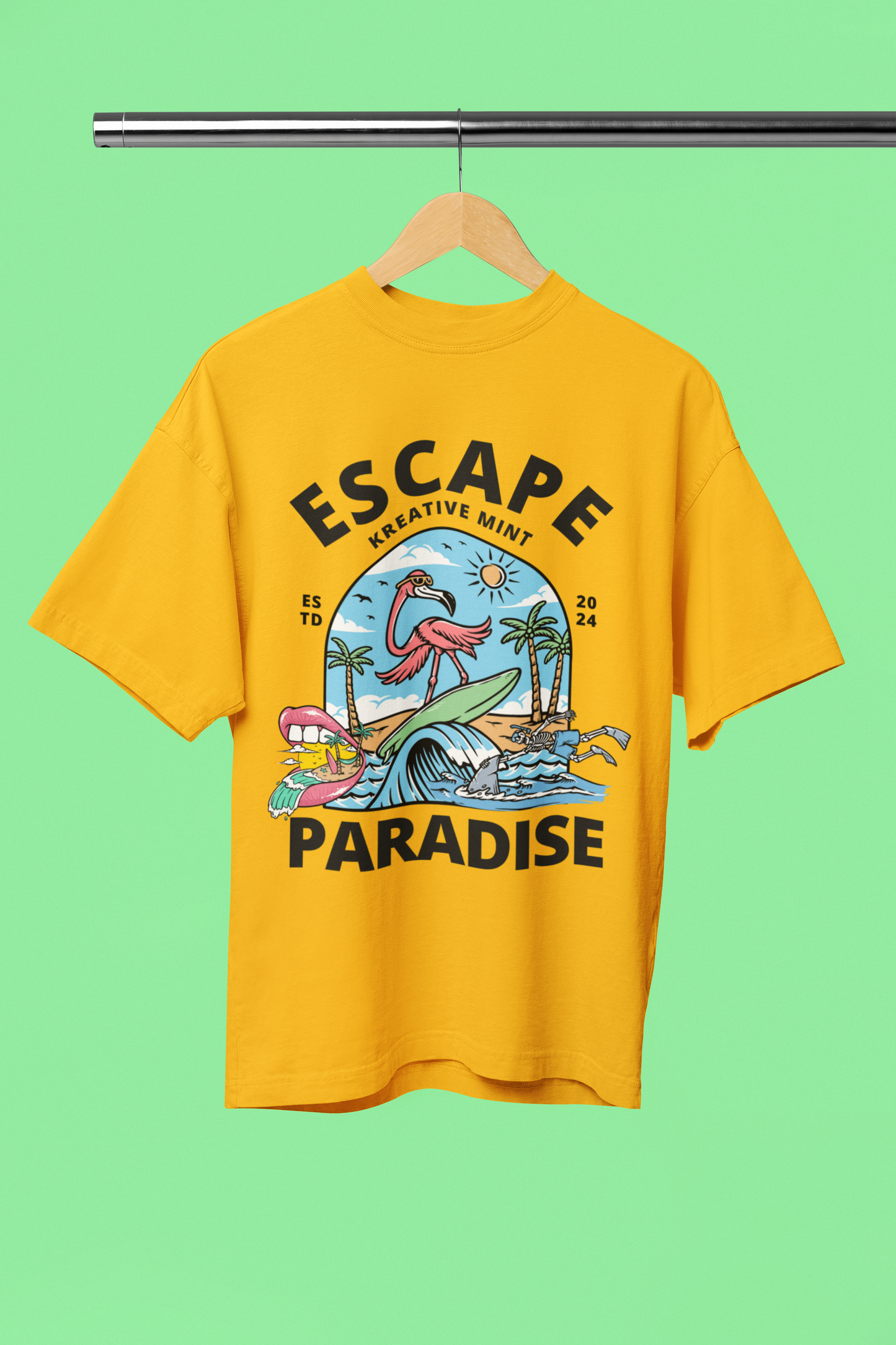 FLAMINGO classic oversized UNISEX premium pure cotton T-shirt