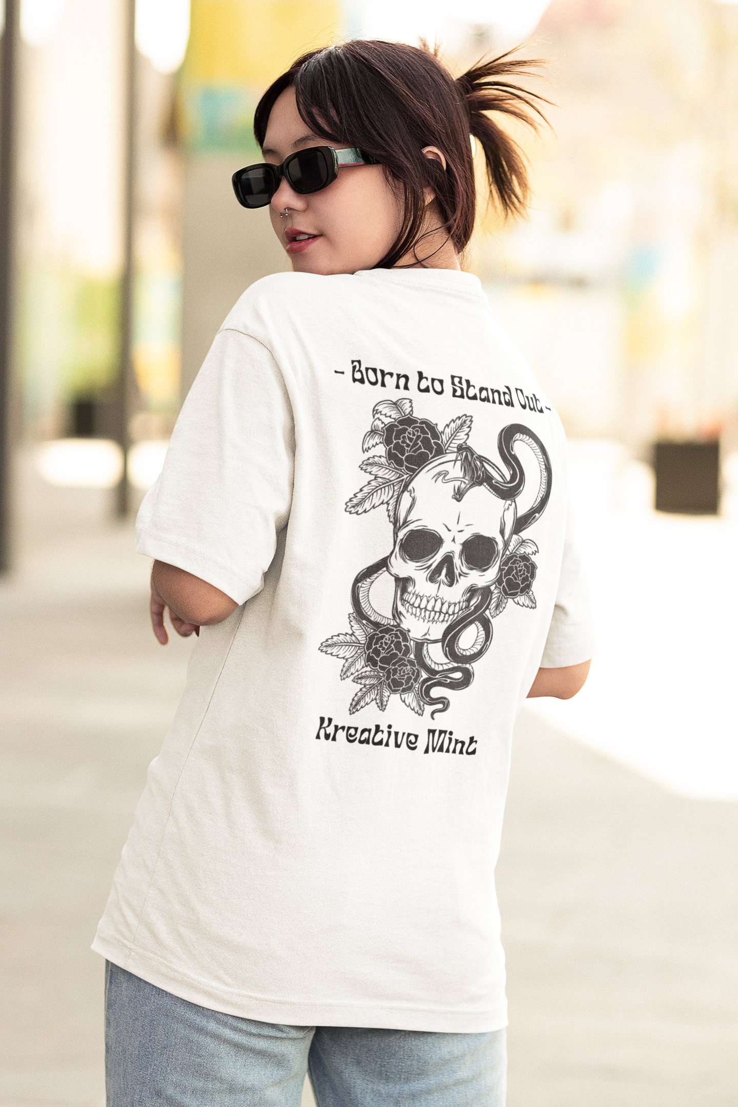 SKULL N FLOWER classic oversized UNISEX premium pure cotton T-shirt
