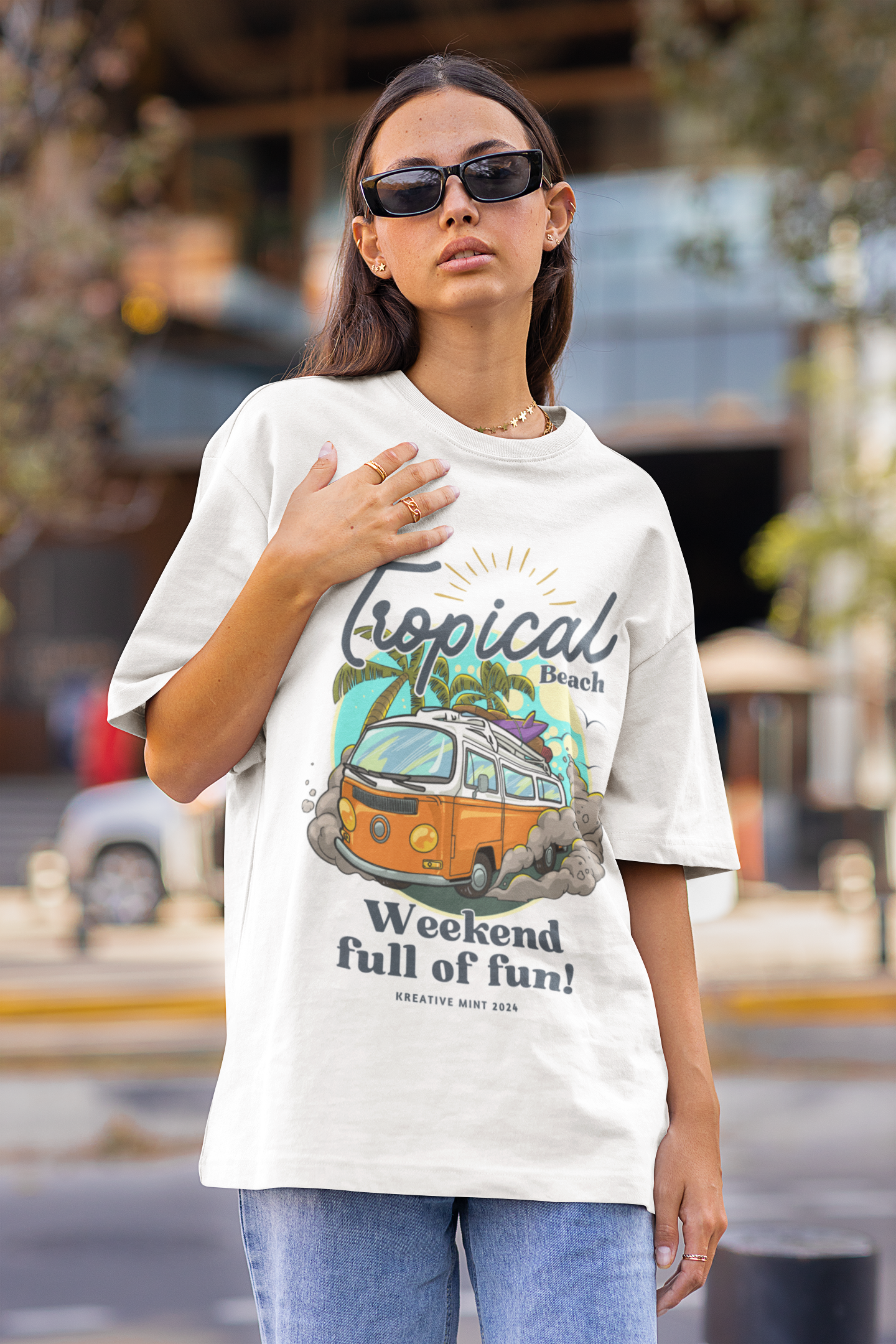 TROPICAL classic oversized UNISEX premium pure cotton T-shirt