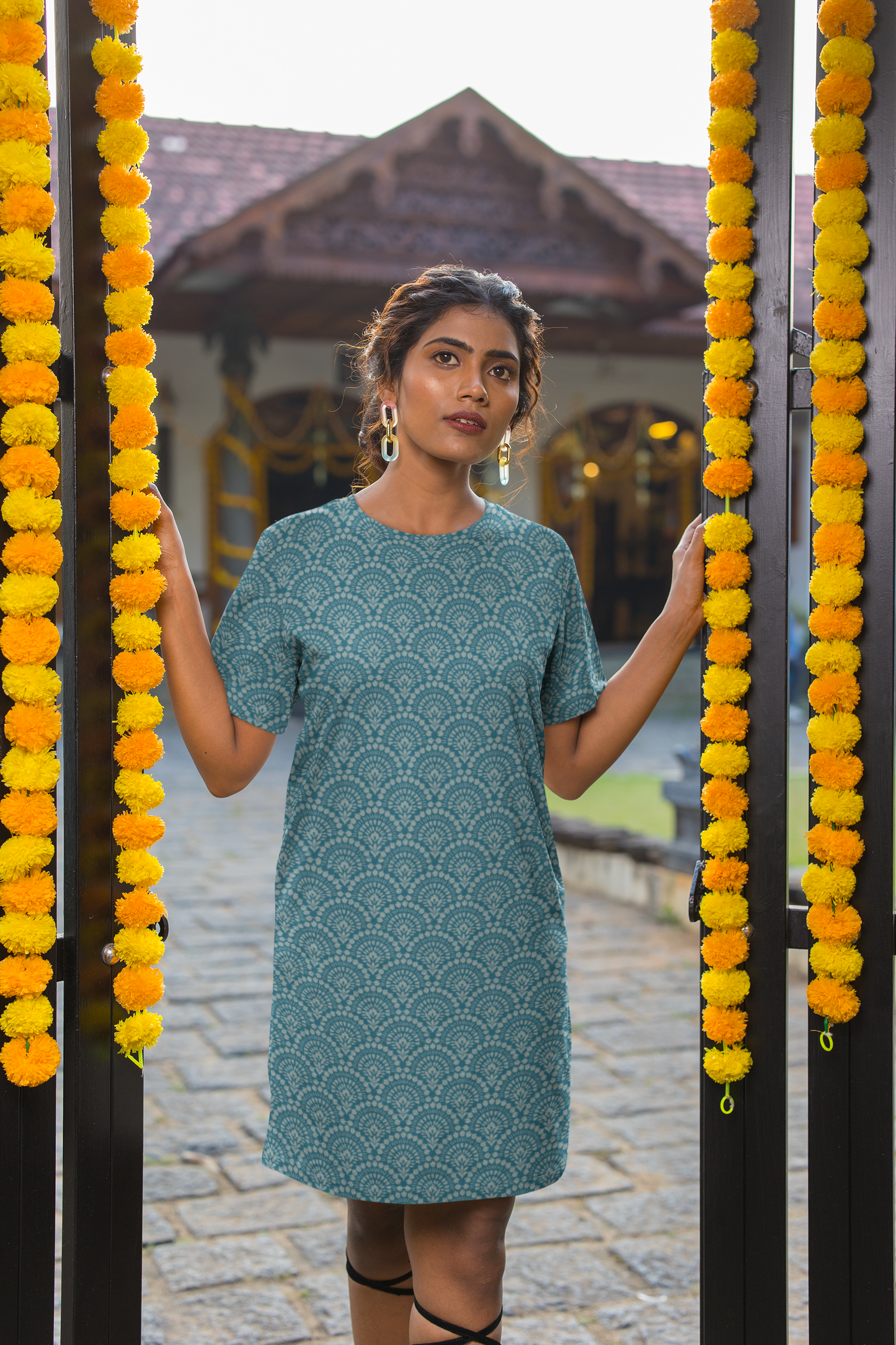 BLUE MANDALA premium pure cotton t-shirt dress for HER