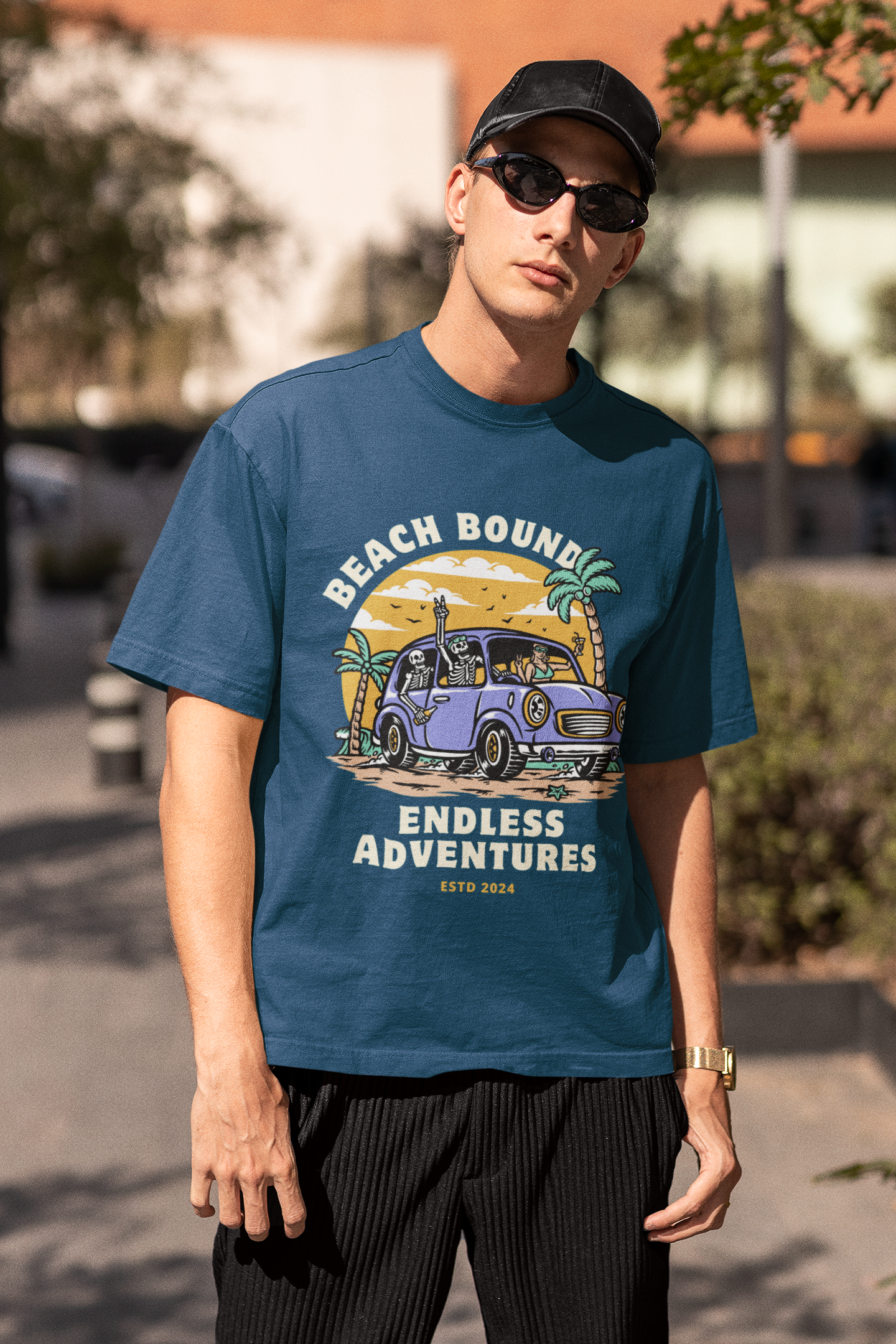 BEACH BOUND classic oversized UNISEX premium pure cotton T-shirt