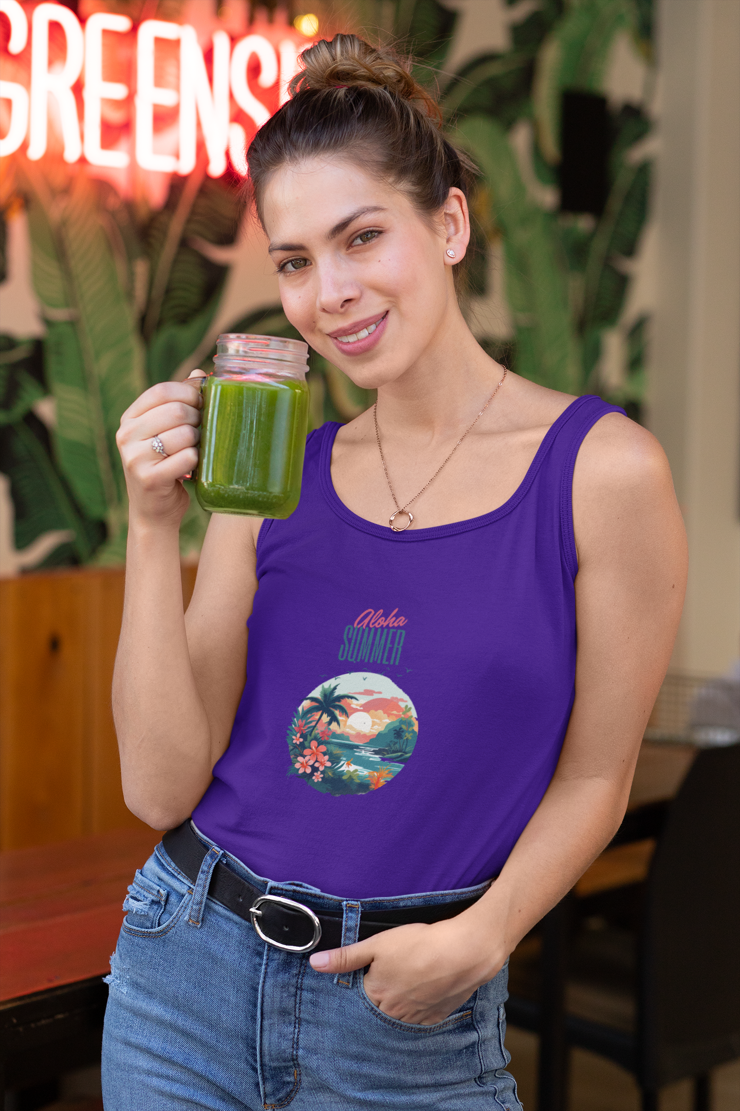 ALOHA SUMMER premium pure cotton crop tank top
