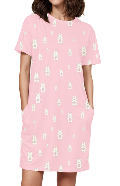 PINK BUNNY premium pure cotton t-shirt dress for HER