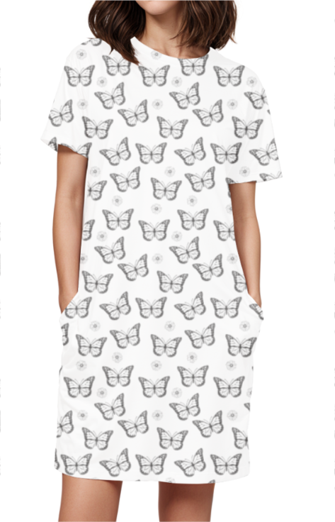 BLACK BUTTERFLY premium pure cotton t-shirt dress for HER