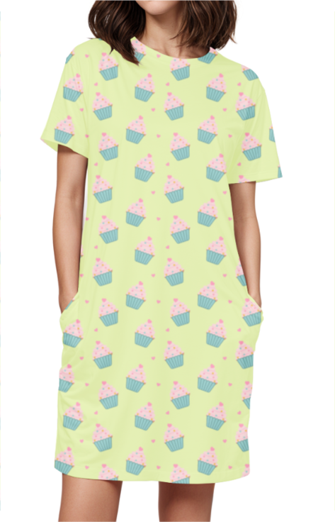 GREEN CUPCAKE premium pure cotton t-shirt dress for HER