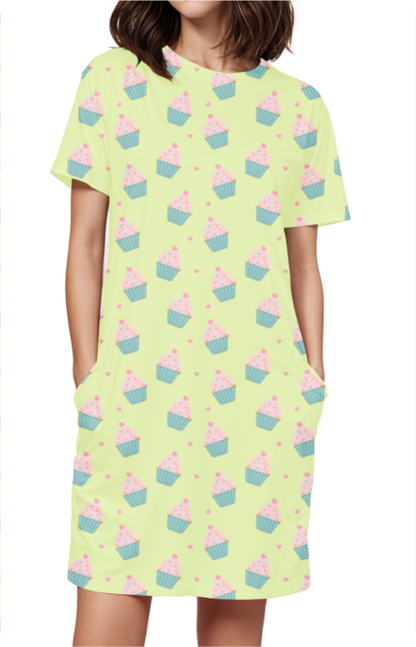 GREEN CUPCAKE premium pure cotton t-shirt dress for HER