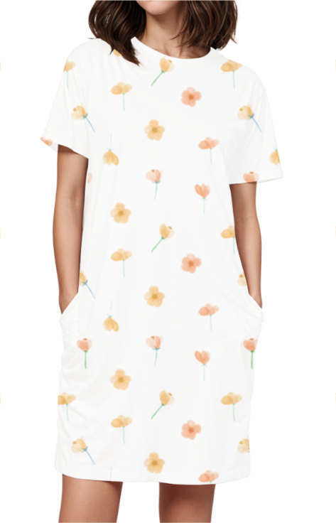 FLOWERS premium pure cotton t-shirt dress for HER