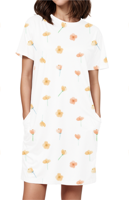 FLOWERS premium pure cotton t-shirt dress for HER