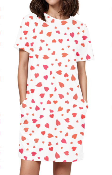 RED HEARTS premium pure cotton t-shirt dress for HER