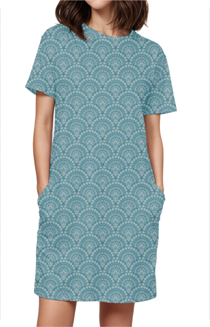 BLUE MANDALA premium pure cotton t-shirt dress for HER