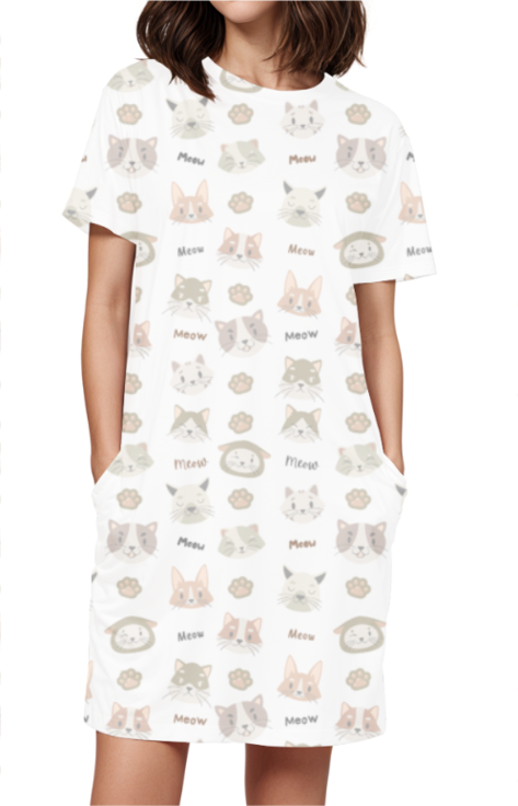 MEOW premium pure cotton t-shirt dress for HER