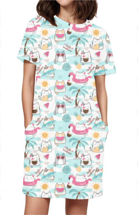 HELLO SUMMER premium pure cotton t-shirt dress for HER