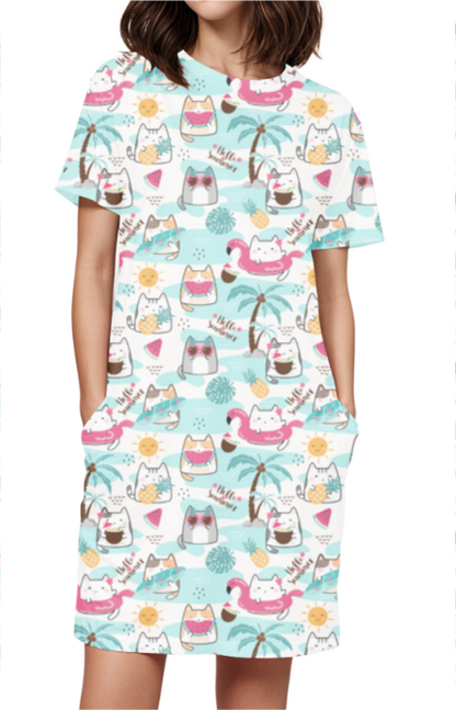 HELLO SUMMER premium pure cotton t-shirt dress for HER