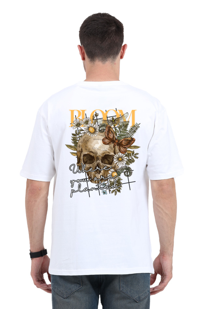 BLOOM SKULL classic oversized UNISEX premium pure cotton T-shirt