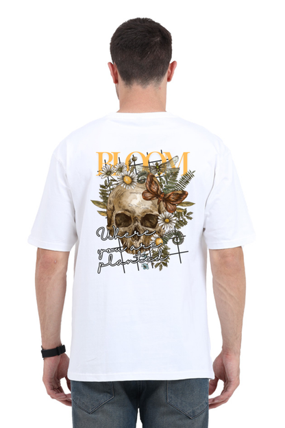 BLOOM SKULL classic oversized UNISEX premium pure cotton T-shirt