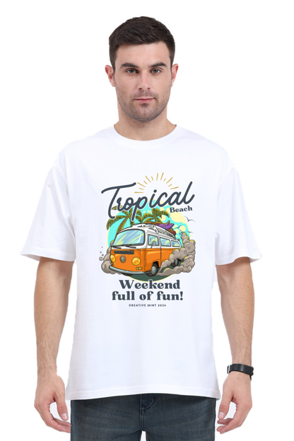 TROPICAL classic oversized UNISEX premium pure cotton T-shirt