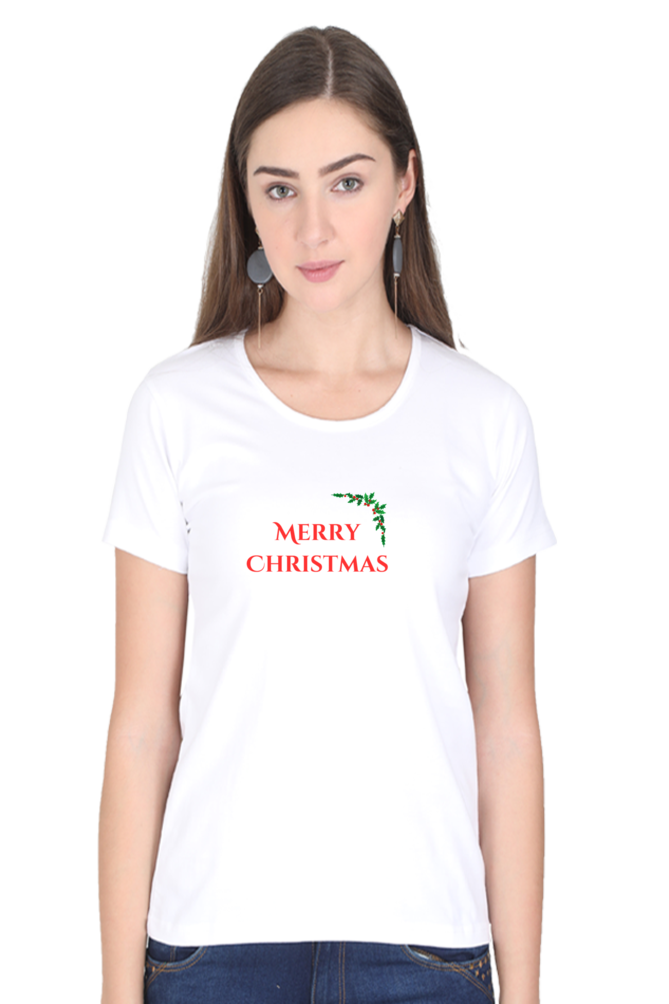 MERRY CHRISTMAS premium black pure cotton T-shirt for women