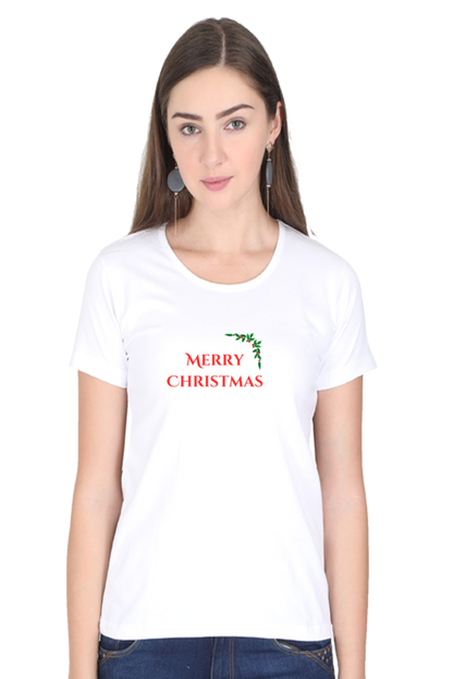 MERRY CHRISTMAS premium black pure cotton T-shirt for women