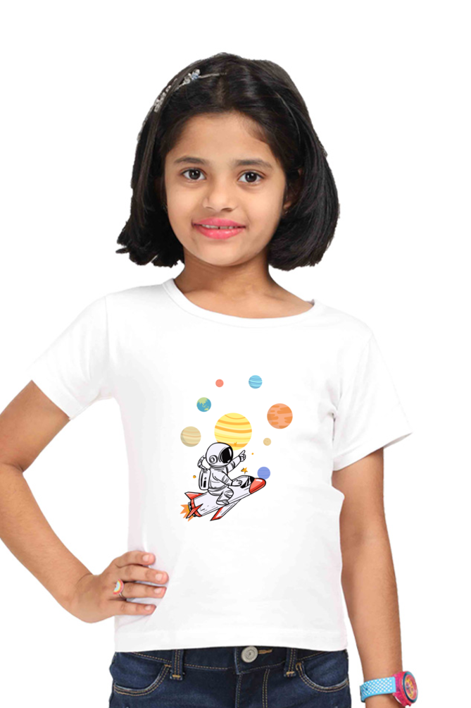 SPACE PLANETS premium pure cotton girl T-shirt