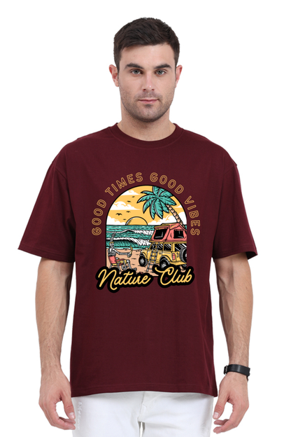 NATURE CLUB classic oversized UNISEX premium pure cotton T-shirt