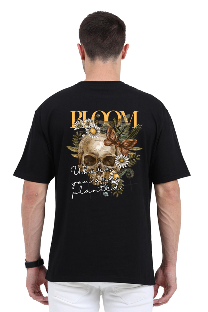 BLOOM SKULL classic oversized UNISEX premium pure cotton T-shirt